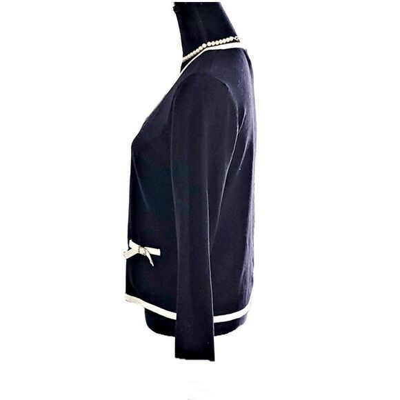 Requirements Petite Black White Rhinestone Layered Look Cardigan Size PL - Picture 8 of 9